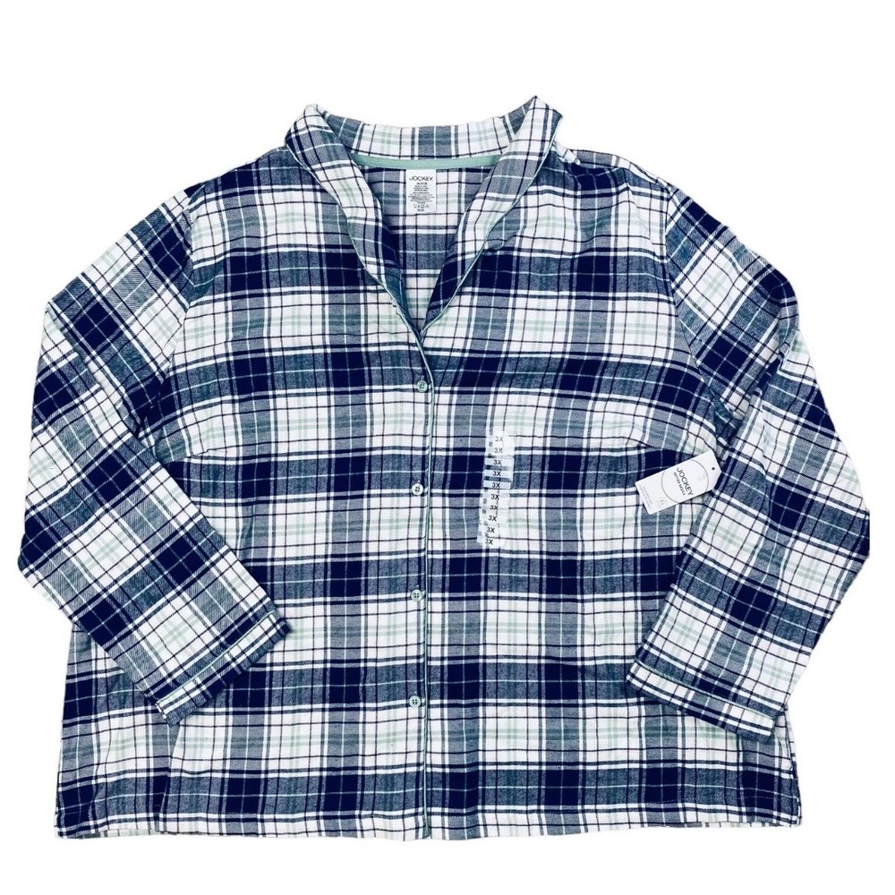 Jockey Pajama Top Womens 3X Winter Dawn Long Sleeve Button Down Soft Flannel Top - Picture 9 of 9